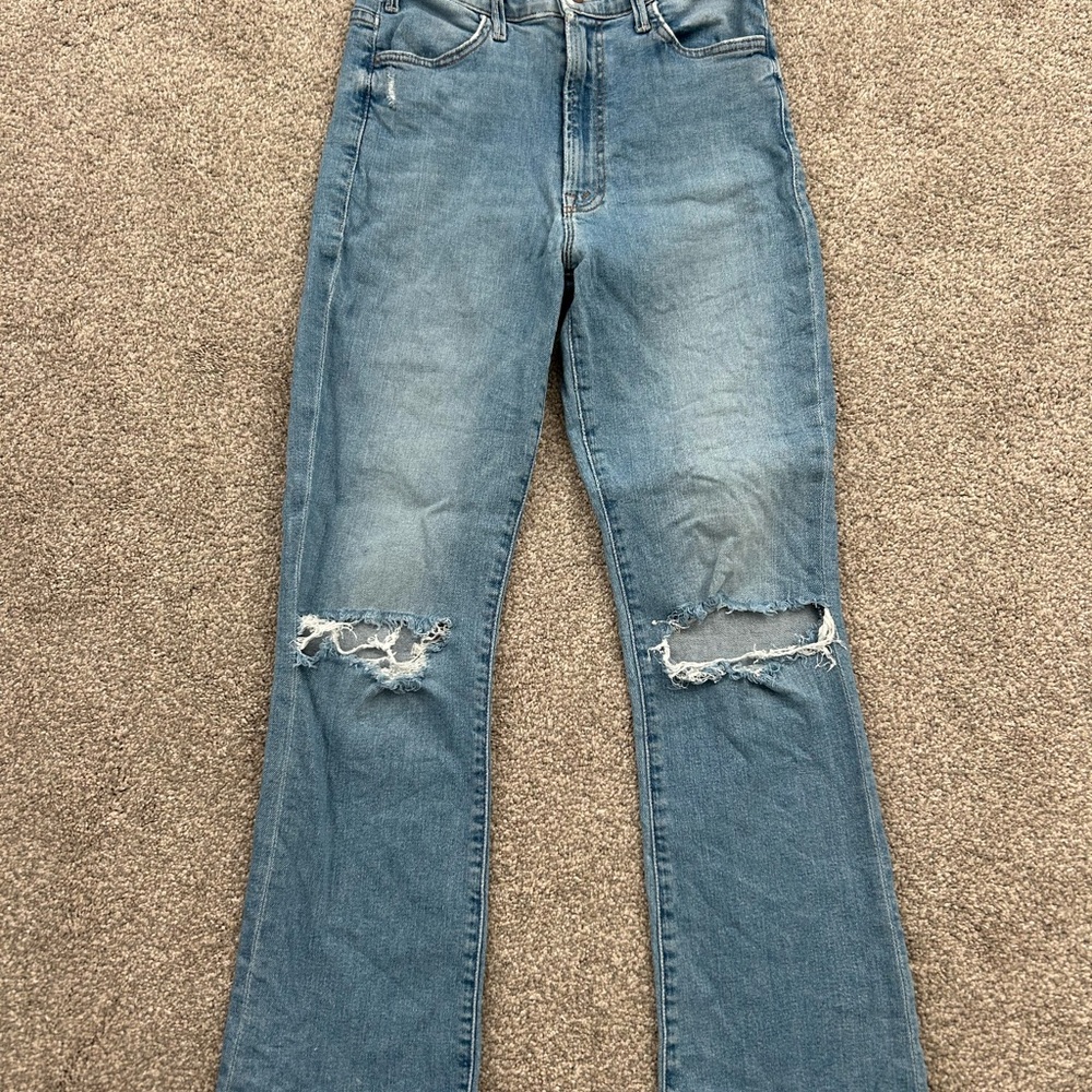 MOTHER Hustler Ankle Fray Jeans with Distressed Details